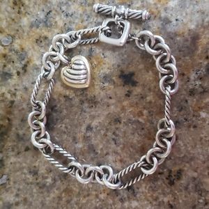 David Yurman 7.5 inch Figaro charm bracelet 24k gold and sterling silver